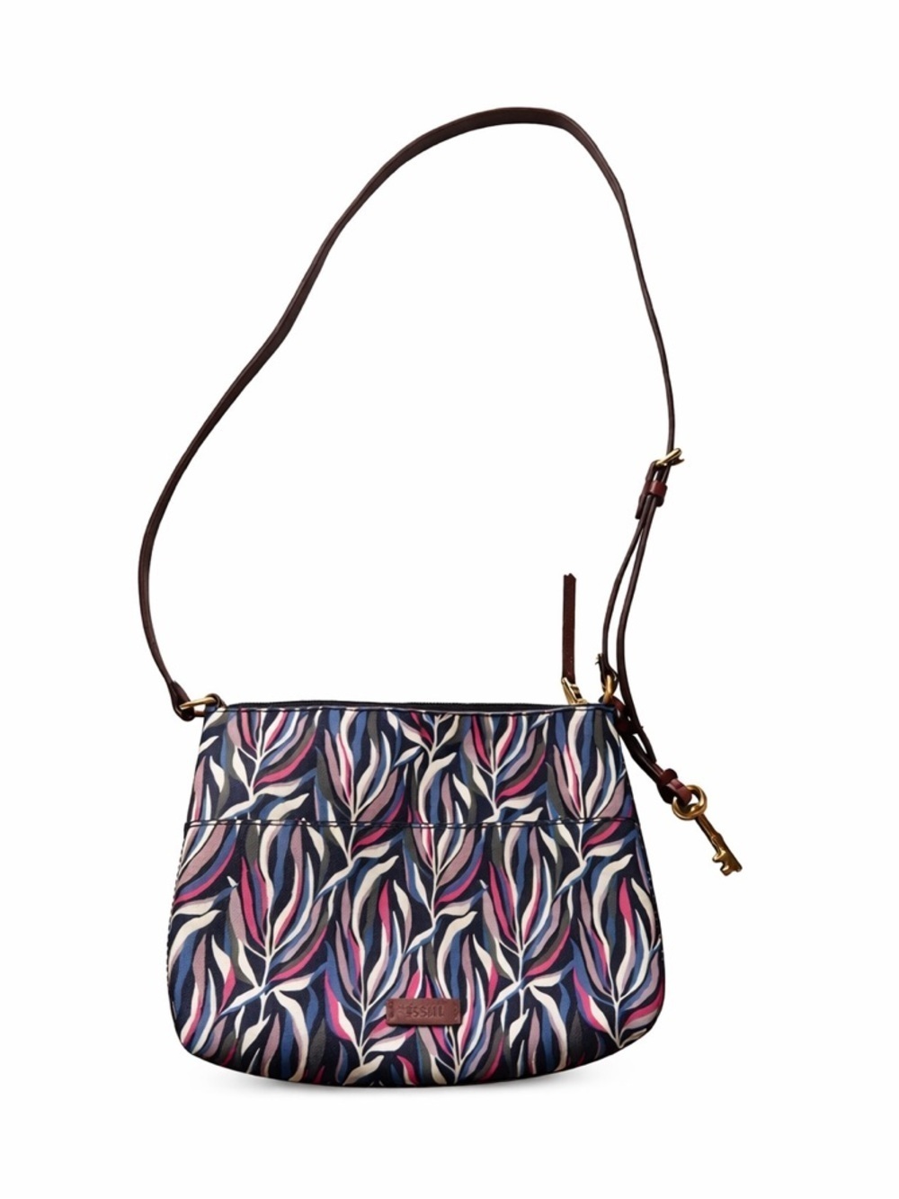 Fossil Multicolor Floral Print Leather Trim Crossbody Shoulder Bag boho - Picture 5 of 15
